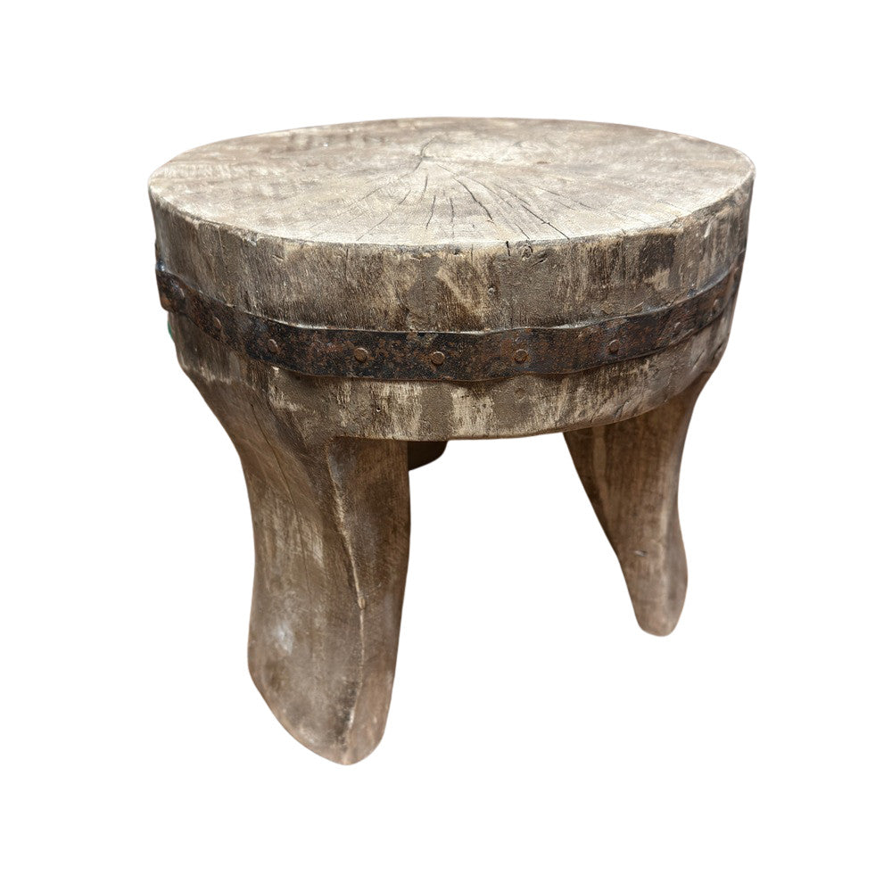 Vintage Nagaland Wooden Stool - Berbere Imports