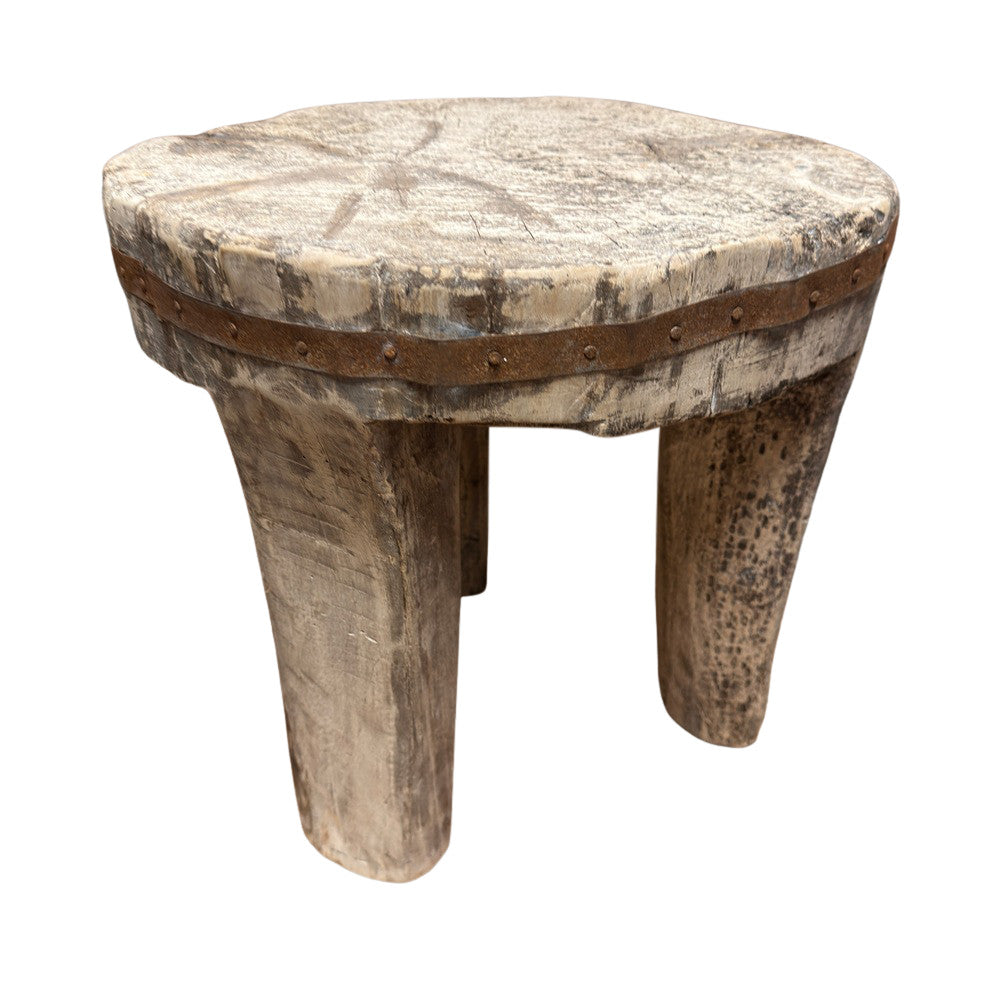 Vintage Nagaland Wooden Stool - Berbere Imports