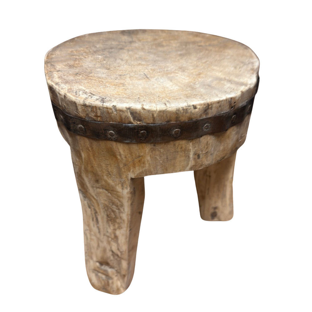 Vintage Nagaland Wooden Stool - Berbere Imports