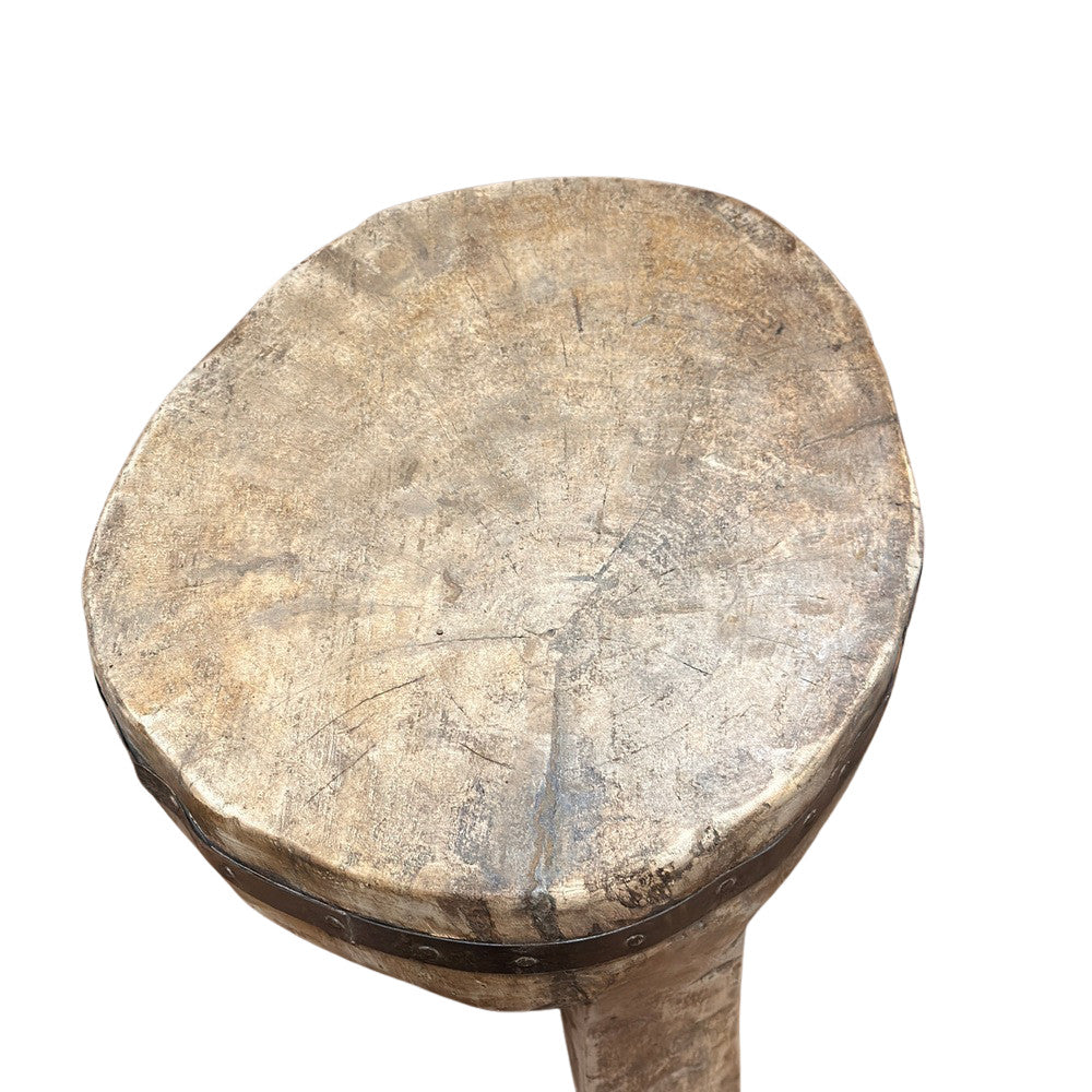 Vintage Nagaland Wooden Stool - Berbere Imports