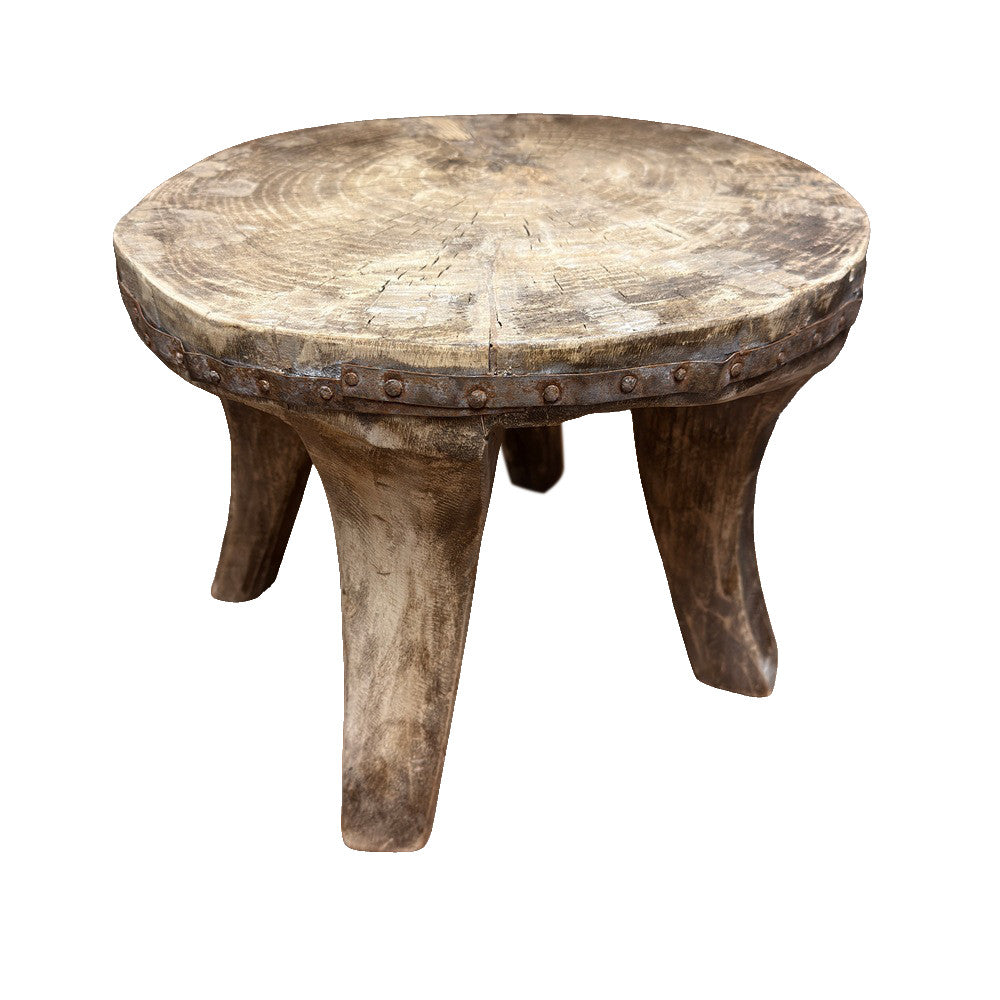 Vintage Nagaland Wooden Stool - Berbere Imports