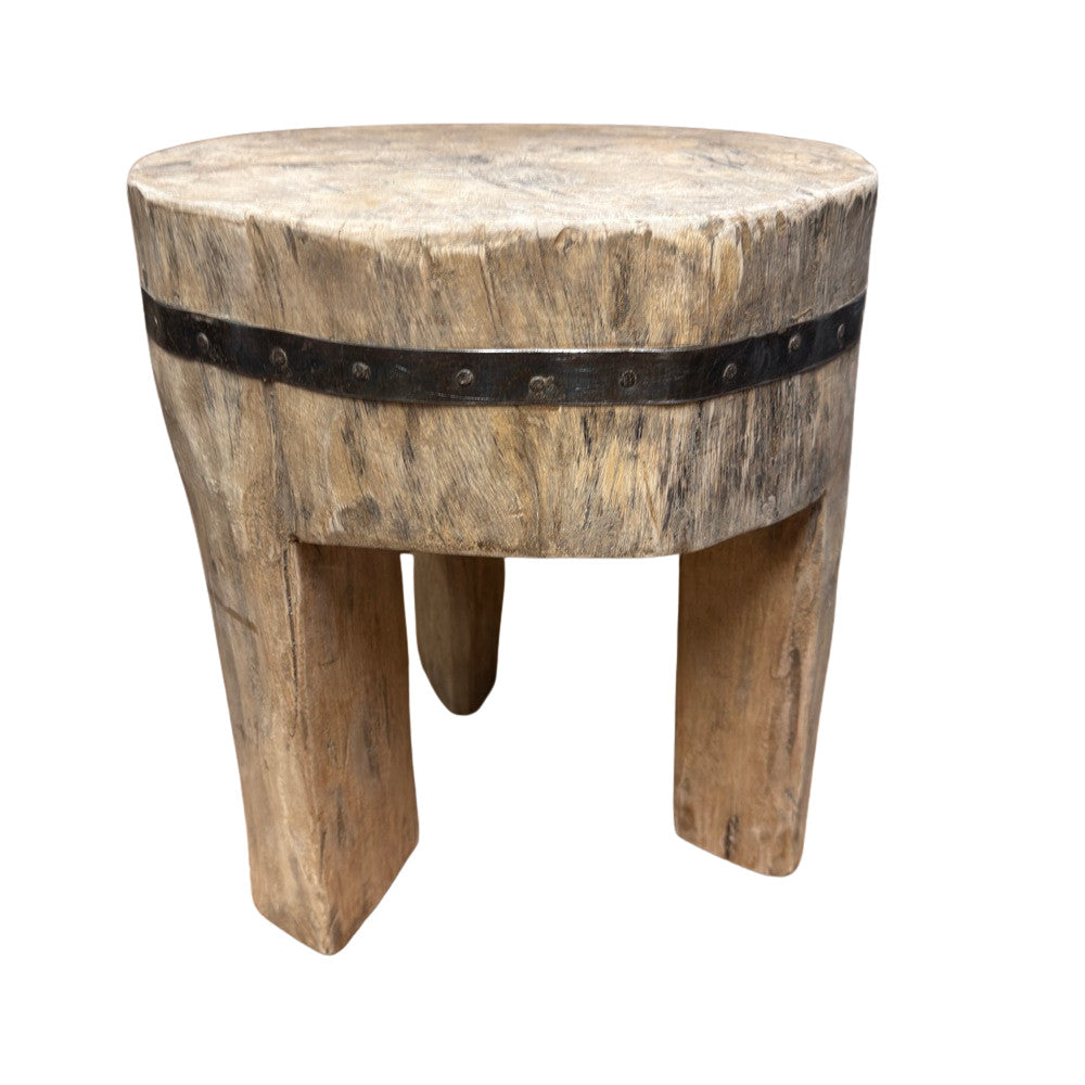 Vintage Nagaland Wooden Stool - Berbere Imports