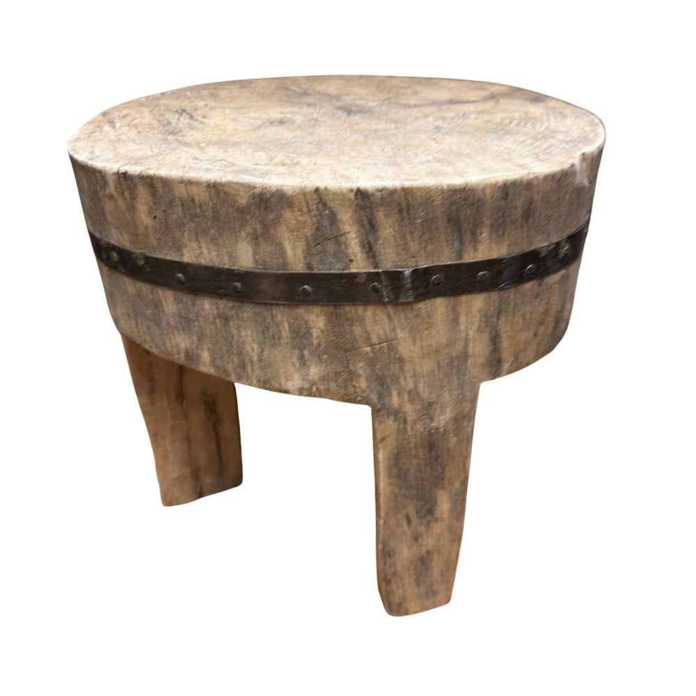 Vintage Nagaland Wooden Stool - Berbere Imports