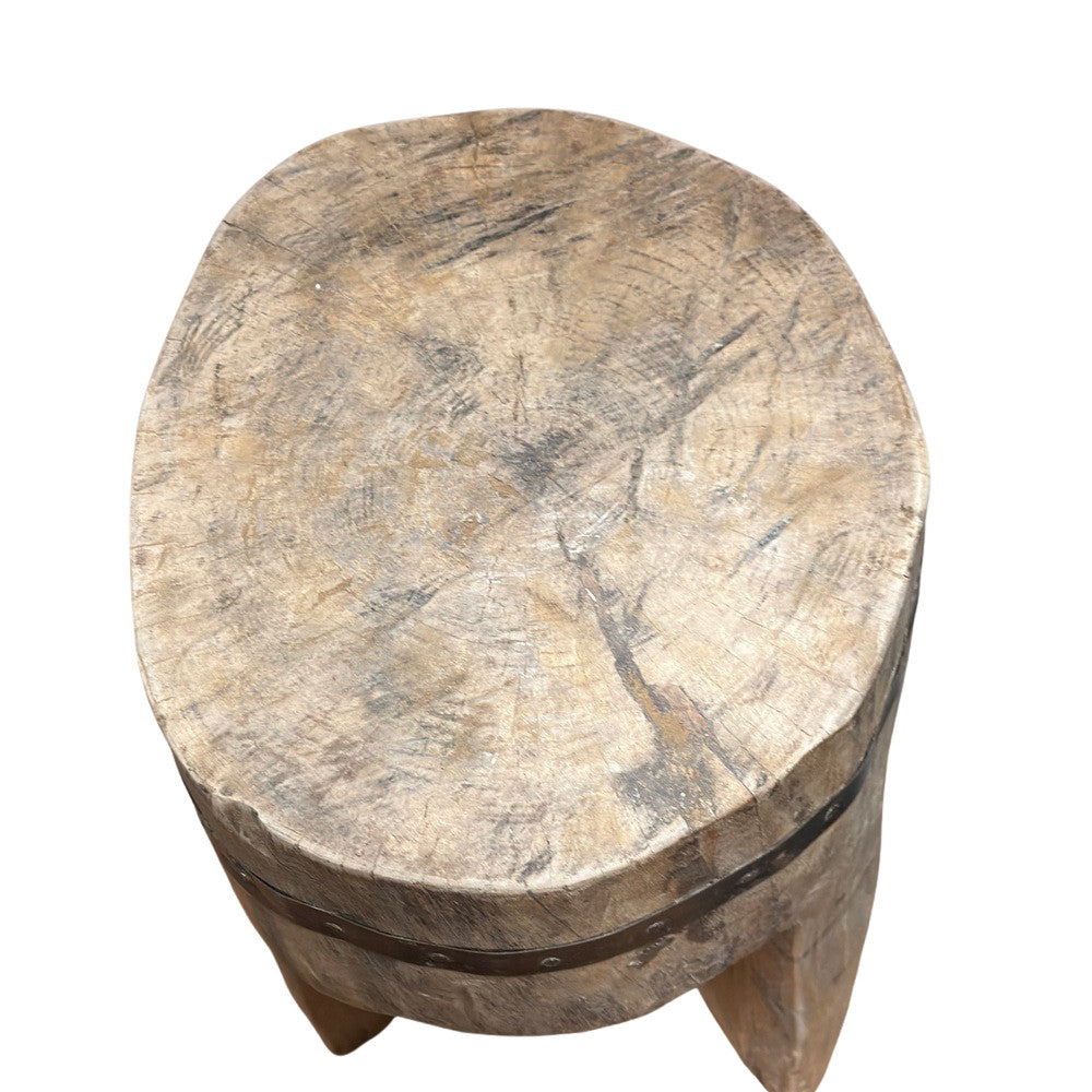 Vintage Nagaland Wooden Stool - Berbere Imports