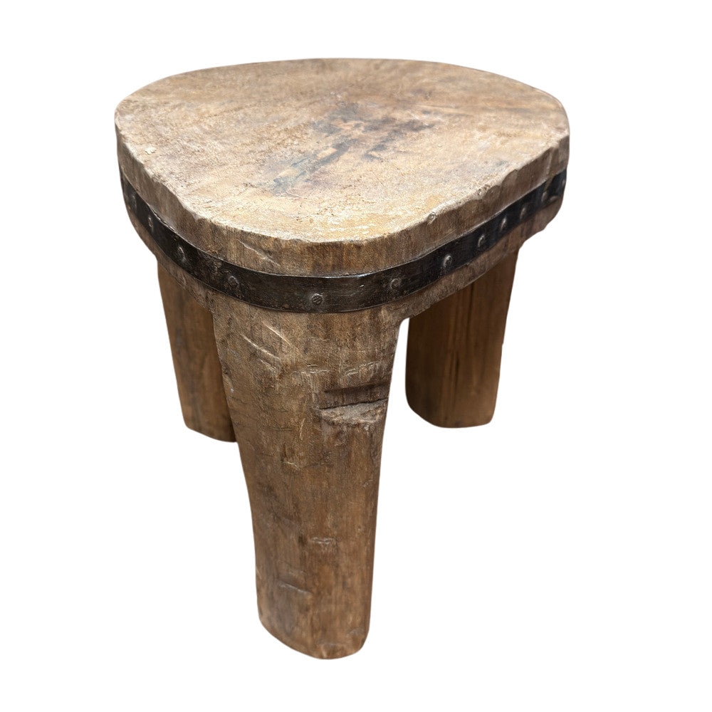 Vintage Nagaland Wooden Stool - Berbere Imports