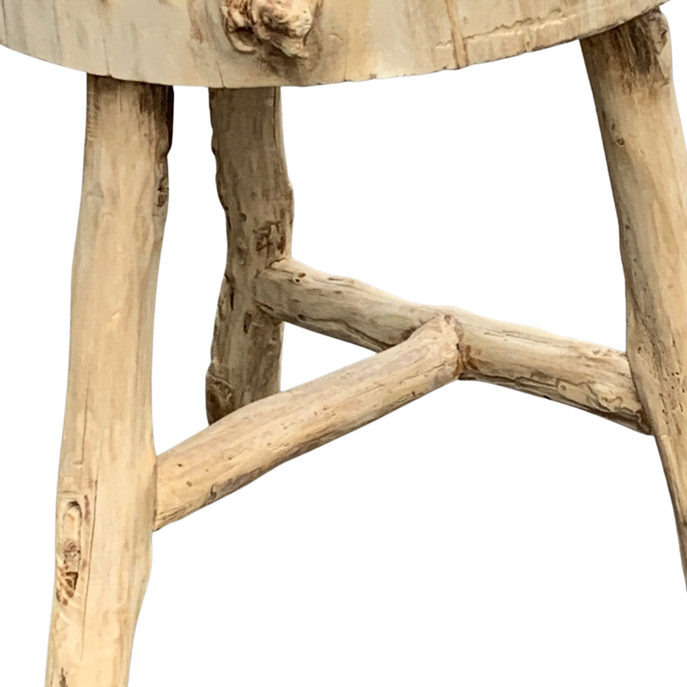 Chinese Wooden 3-Legged Trunk Stool - Berbere Imports