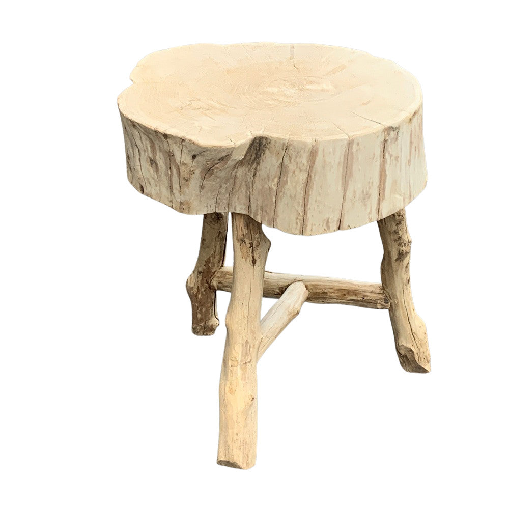 Chinese Wooden 3-Legged Trunk Stool - Berbere Imports