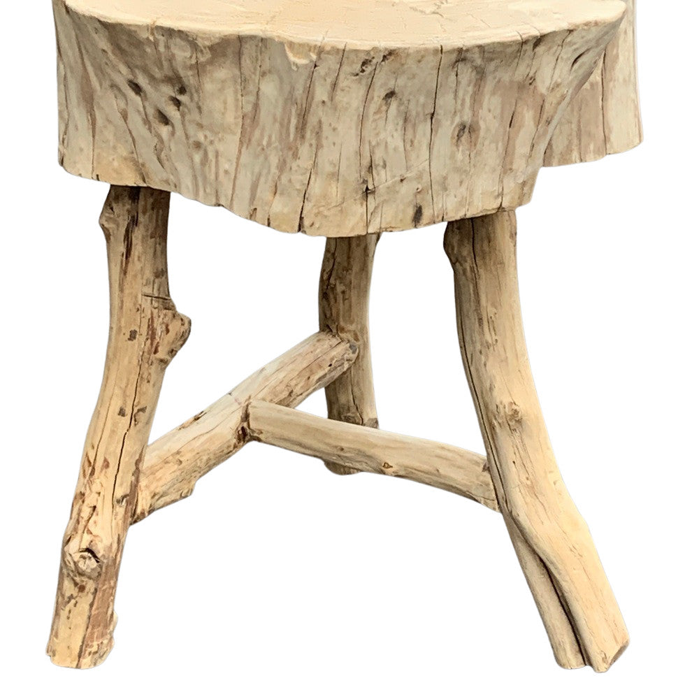 Chinese Wooden 3-Legged Trunk Stool - Berbere Imports