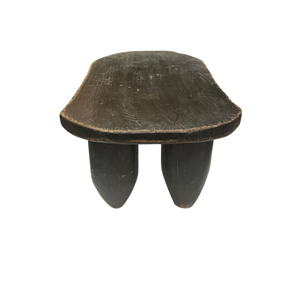 Low Heavy Wooden Stool - Black - Berbere Imports