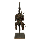 African Wooden Tribal Man On Custom Iron Stand - Berbere Imports