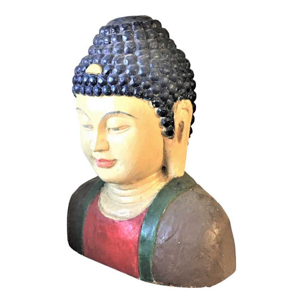 Vintage Chinese Wooden Buddha Head - Berbere Imports