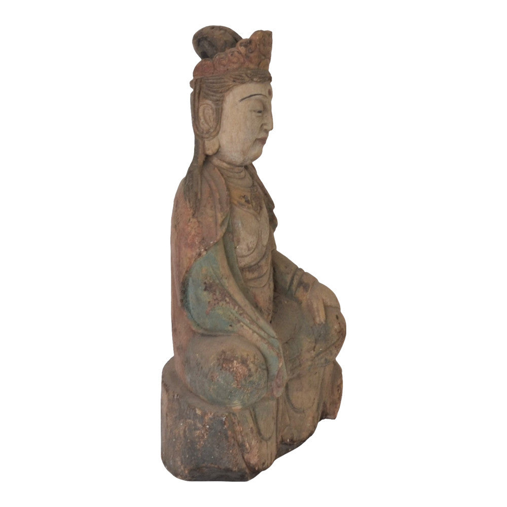 Vintage Wooden Chinese Quan Yin - Berbere Imports