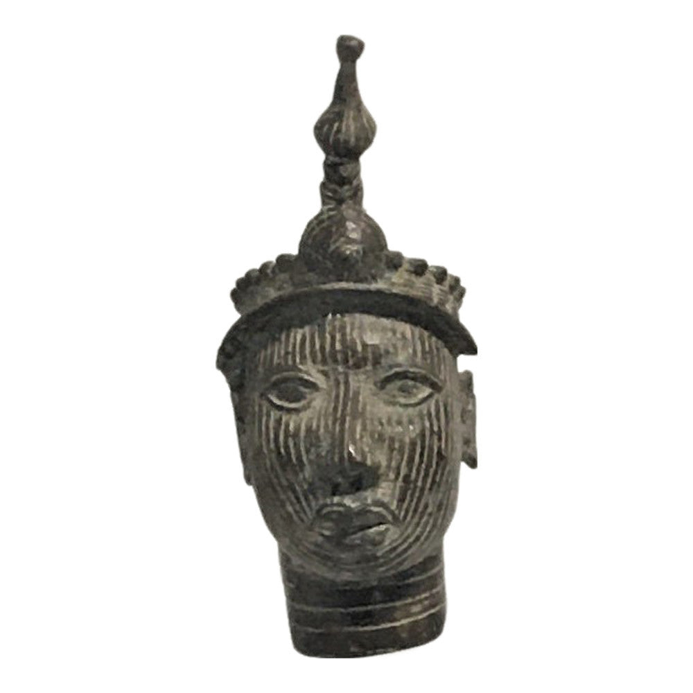 Antique African Bronze Head On Custom Lucite Stand - Berbere Imports