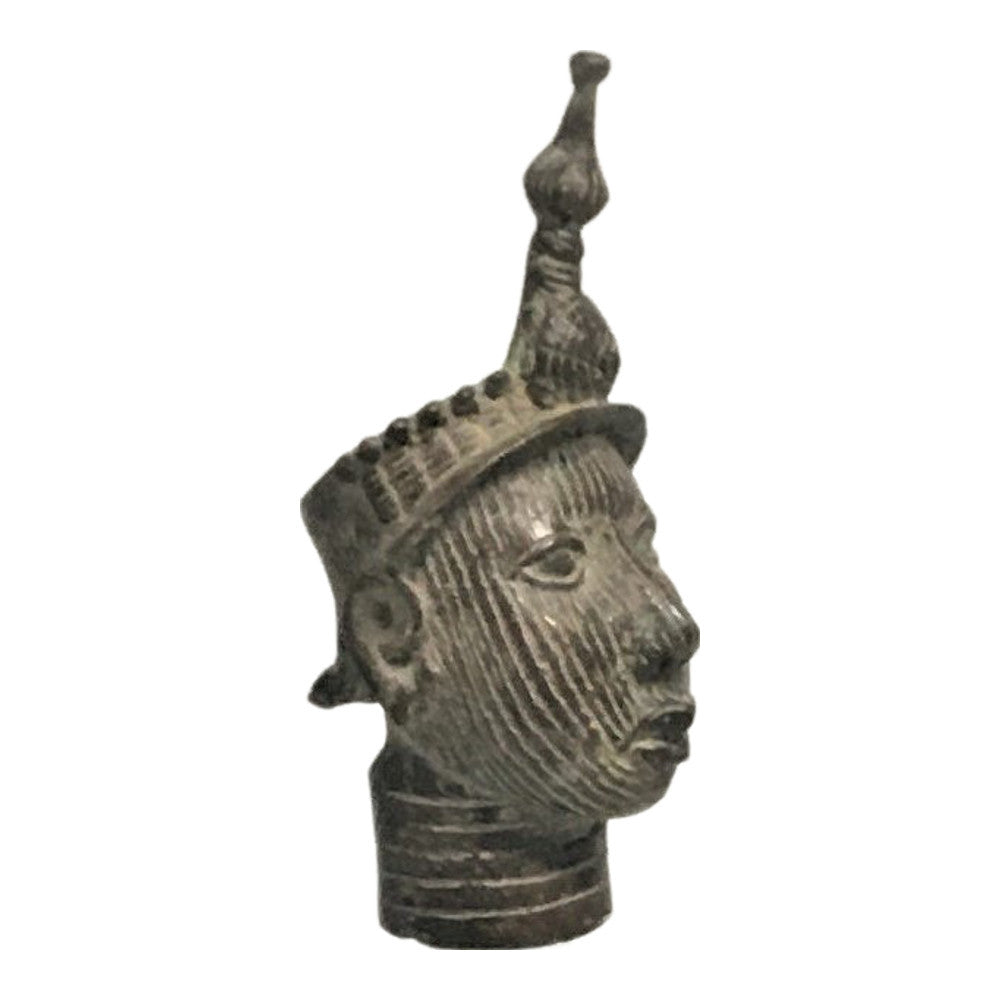 Antique African Bronze Head On Custom Lucite Stand - Berbere Imports