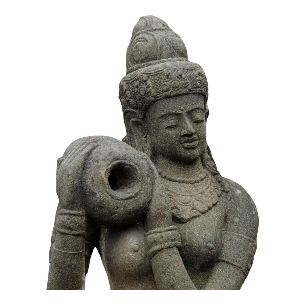 Indonesian Stone Standing Lady With Jug - Berbere Imports