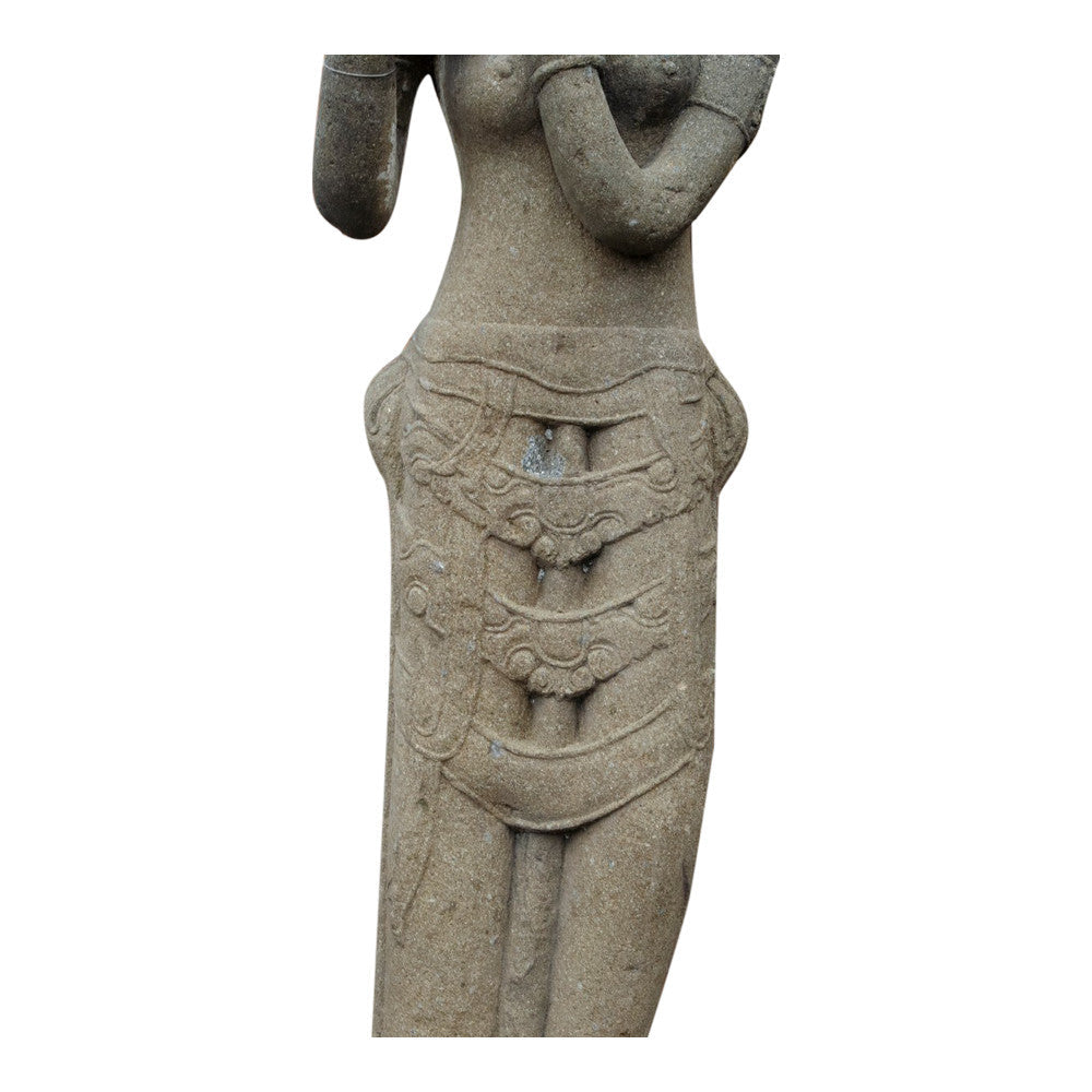 Indonesian Stone Standing Lady With Jug - Berbere Imports