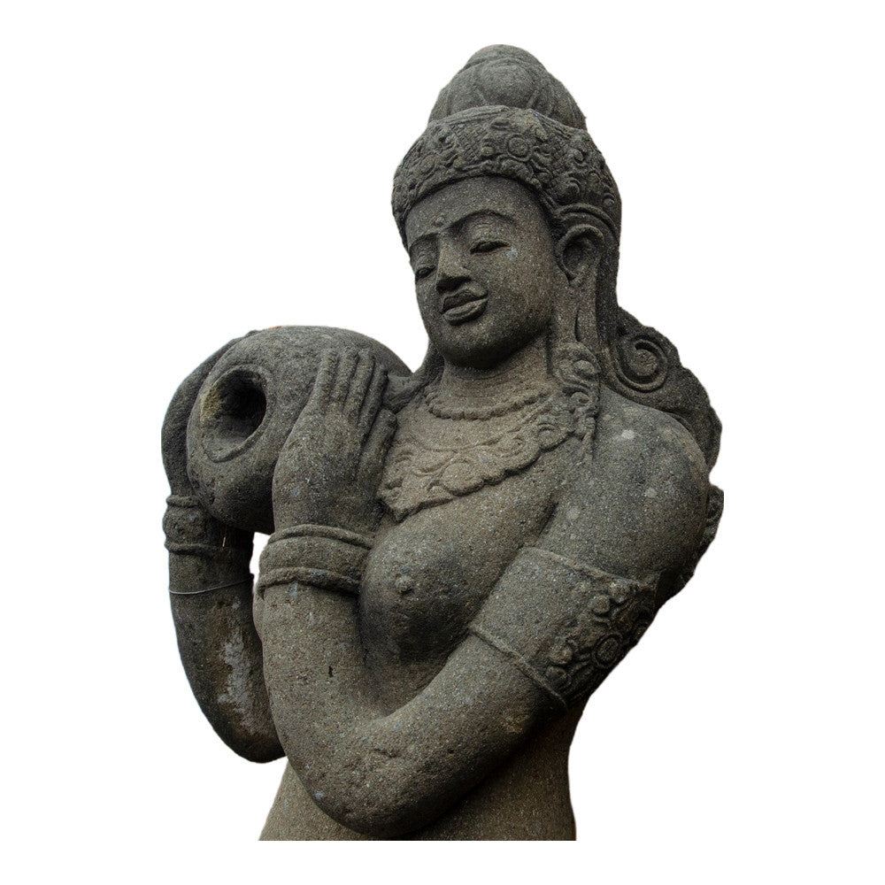 Indonesian Stone Standing Lady With Jug - Berbere Imports