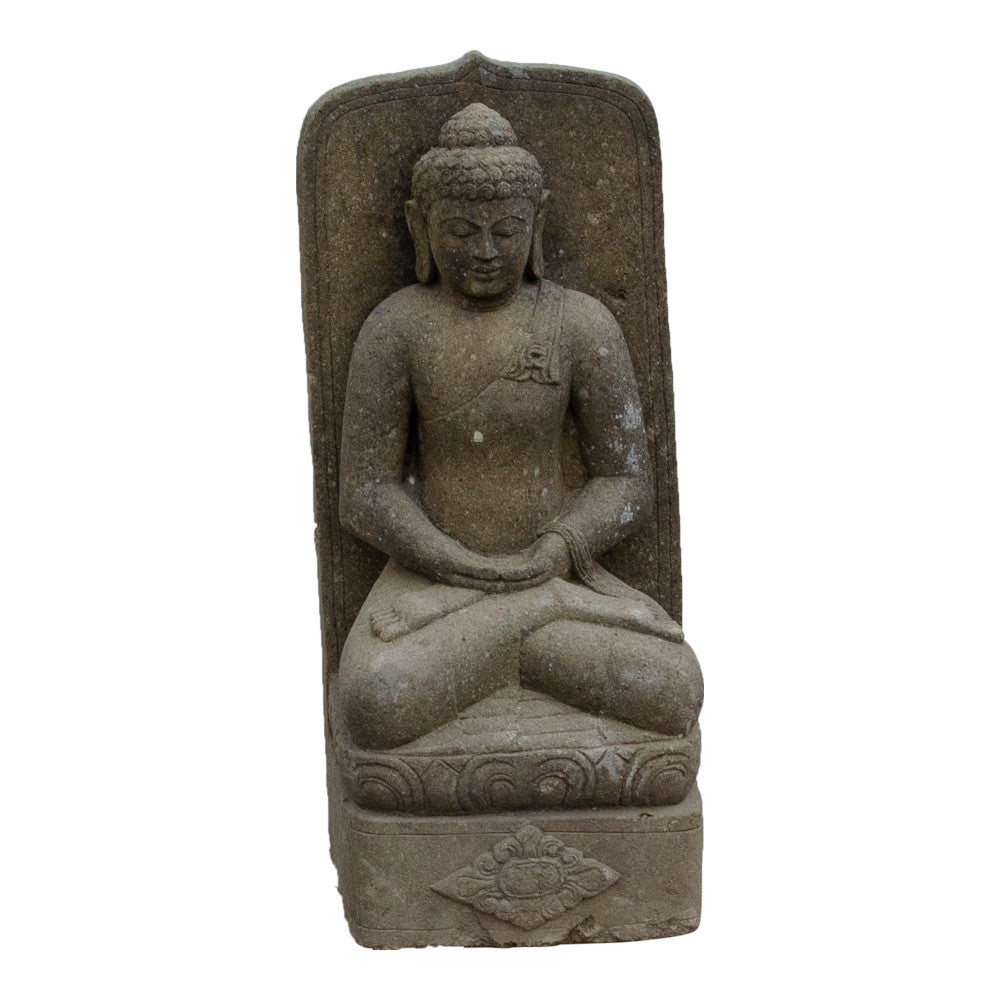 Indonesian Stone Sitting Buddha Aurial - Berbere Imports