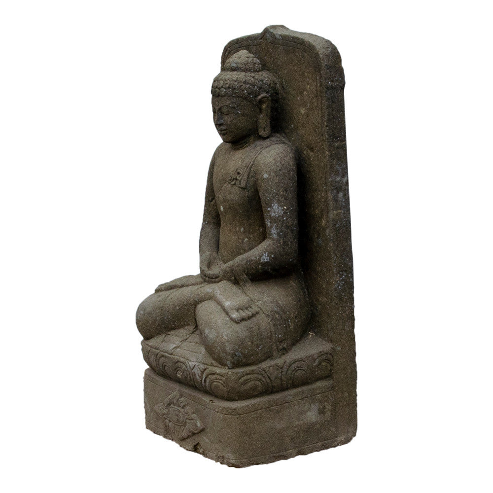 Indonesian Stone Sitting Buddha Aurial - Berbere Imports