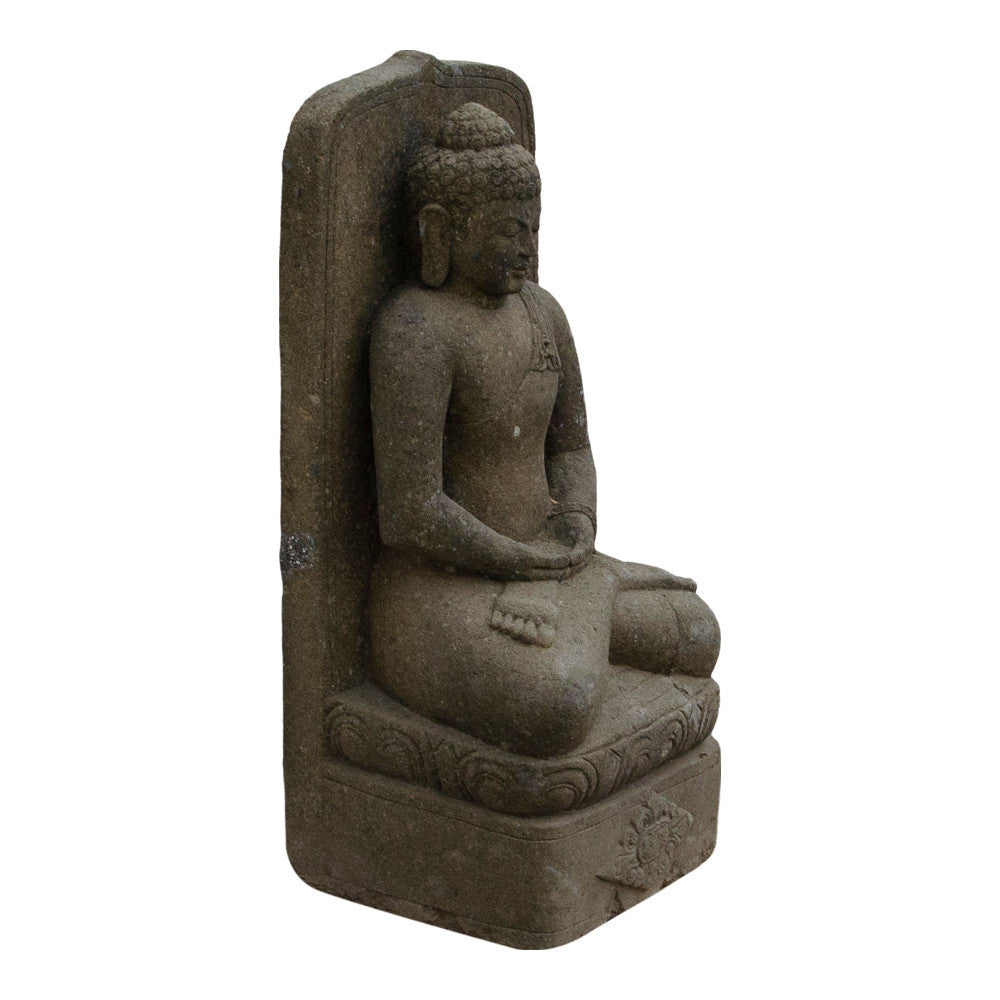 Indonesian Stone Sitting Buddha Aurial - Berbere Imports