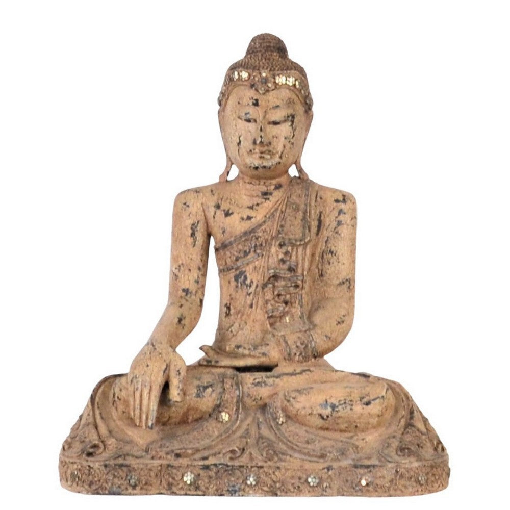 Vintage Thai Wooden Buddha In Wood - Berbere Imports