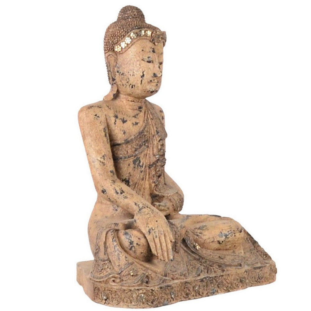 Vintage Thai Wooden Buddha In Wood - Berbere Imports