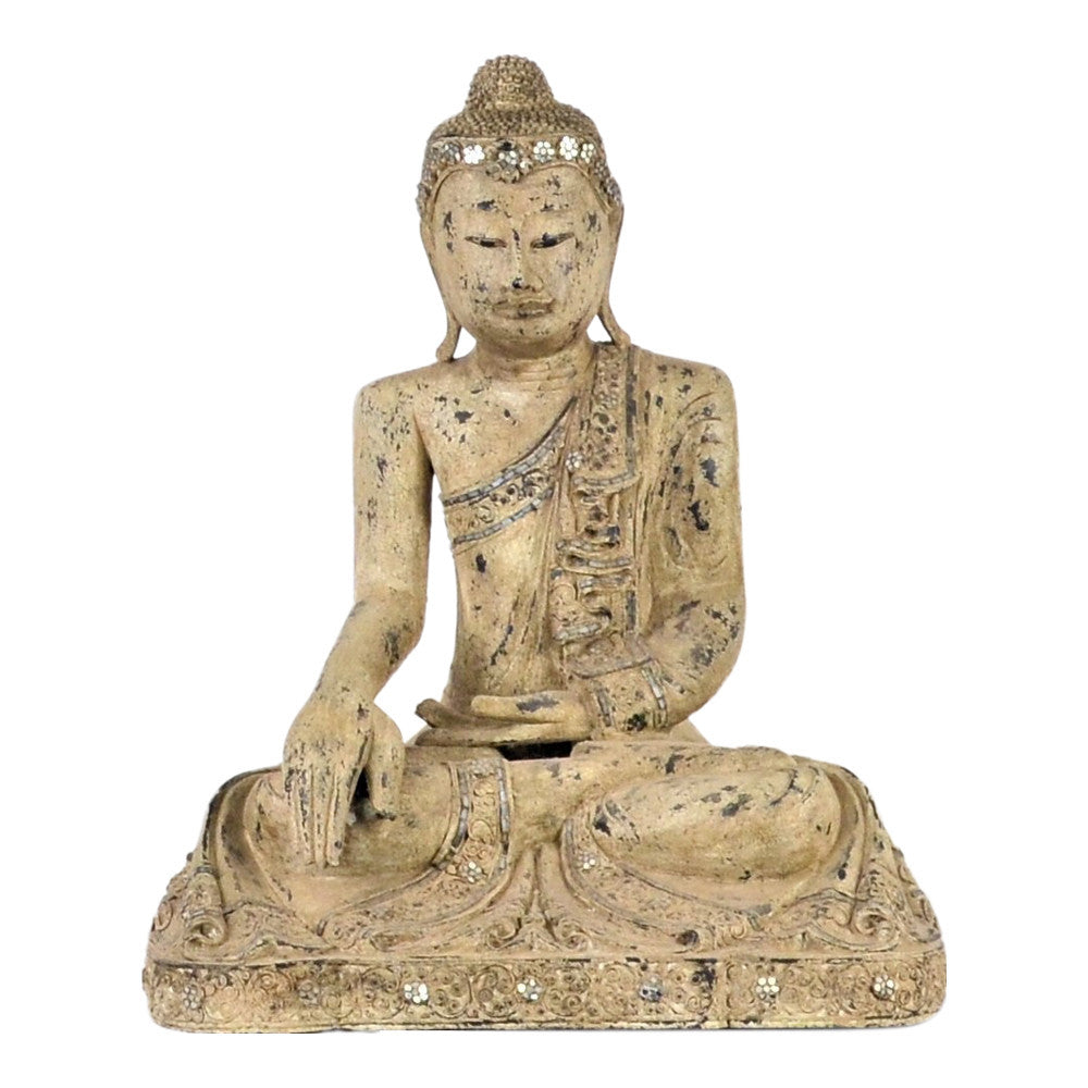 Vintage Thai Wooden Buddha In Wood - Berbere Imports