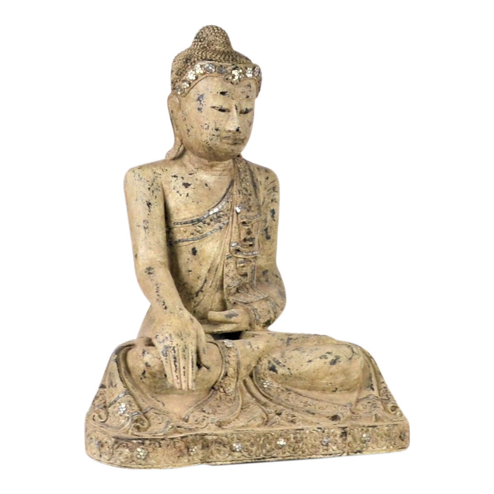 Vintage Thai Wooden Buddha In Wood - Berbere Imports