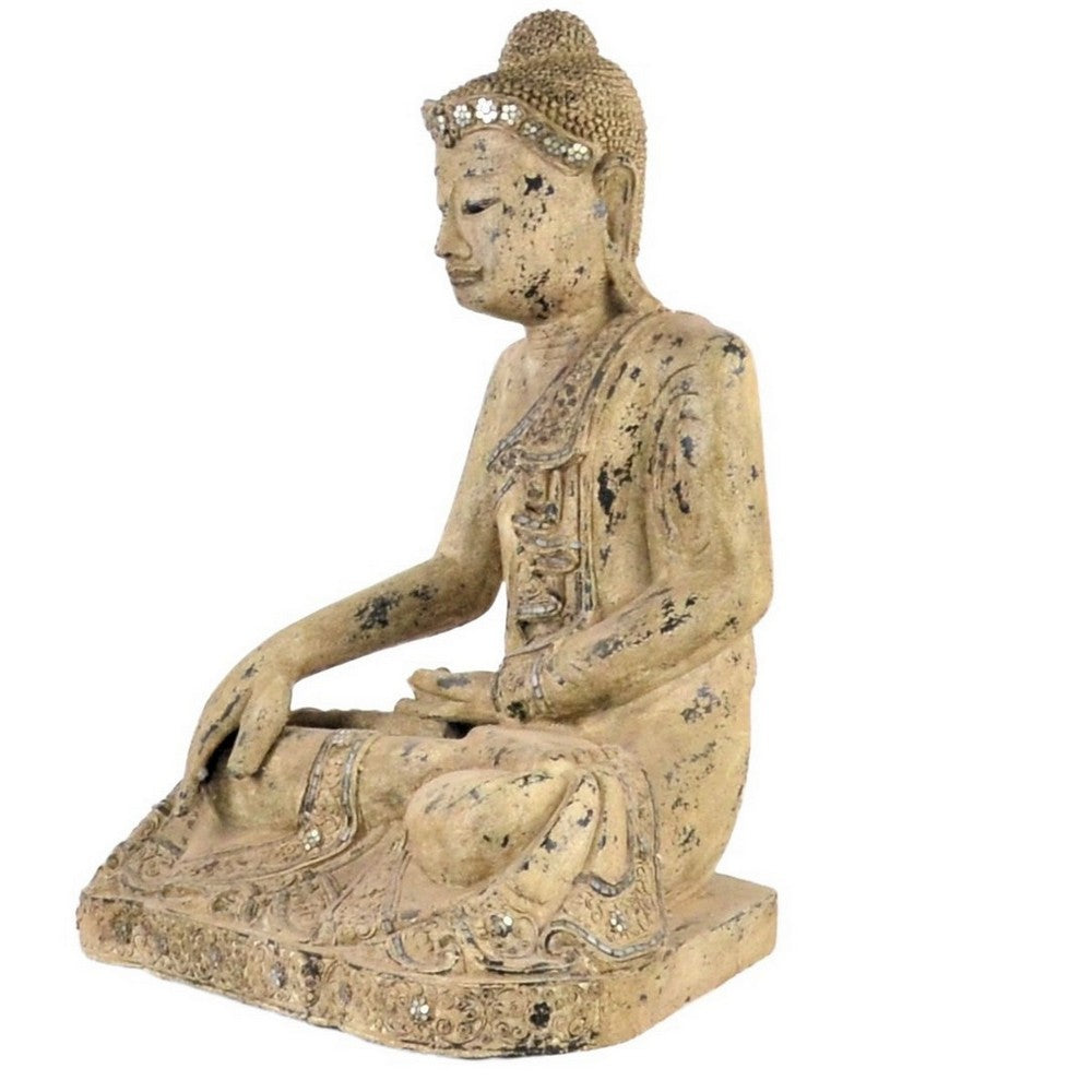 Vintage Thai Wooden Buddha In Wood - Berbere Imports