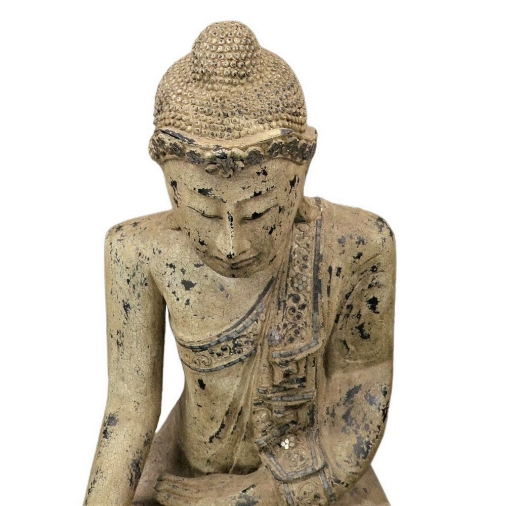 Vintage Thai Wooden Buddha In Wood - Berbere Imports