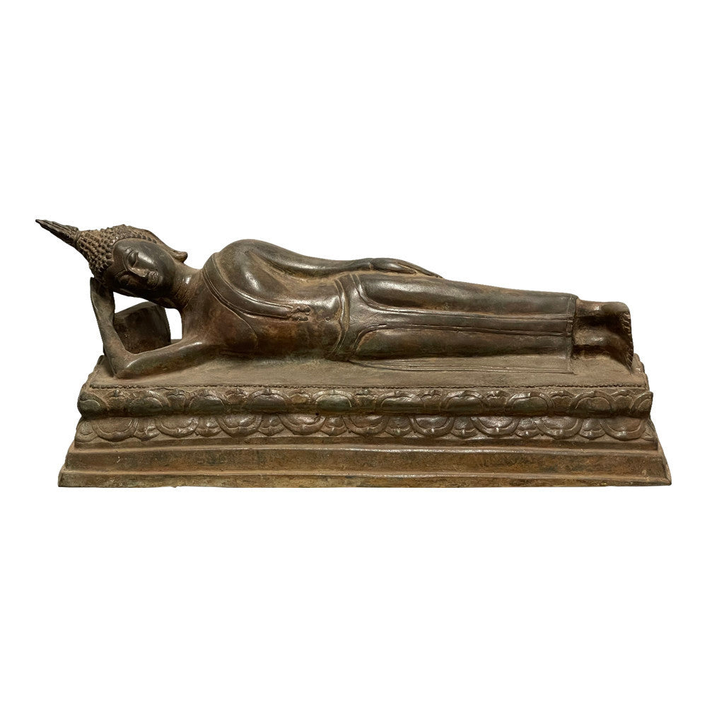 Vintage Thai Bronze Reclining Buddha - Berbere Imports