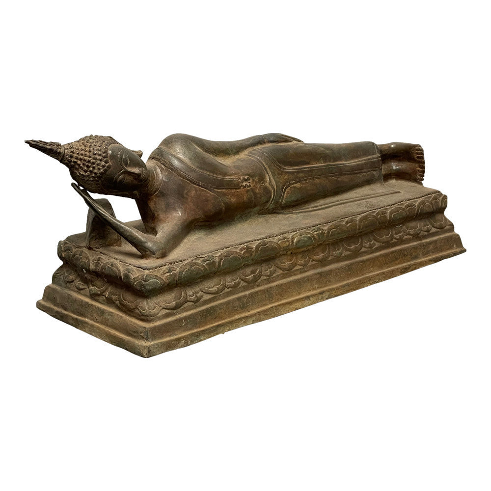 Vintage Thai Bronze Reclining Buddha - Berbere Imports