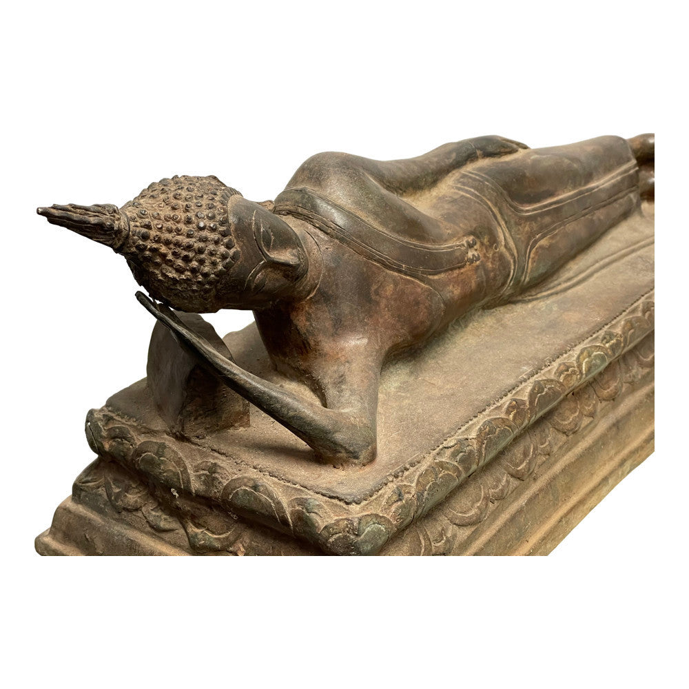 Vintage Thai Bronze Reclining Buddha - Berbere Imports