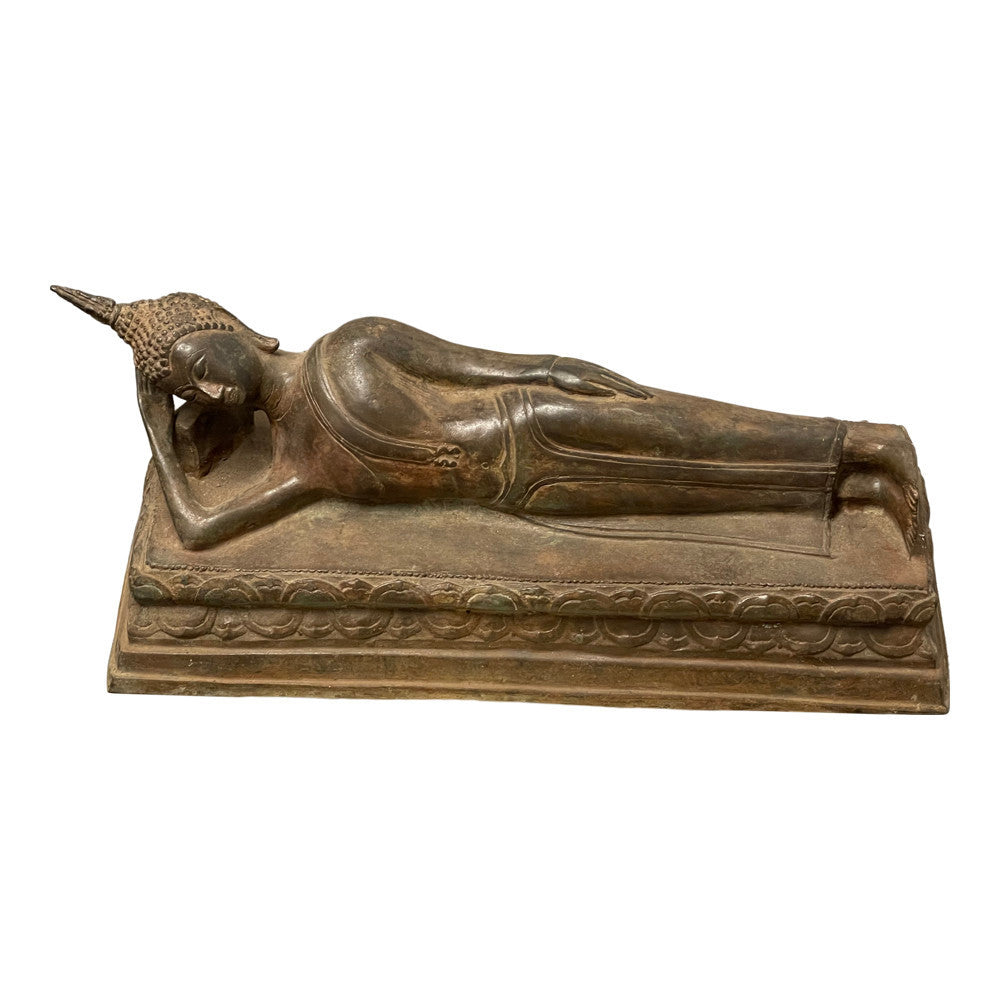 Vintage Thai Bronze Reclining Buddha - Berbere Imports