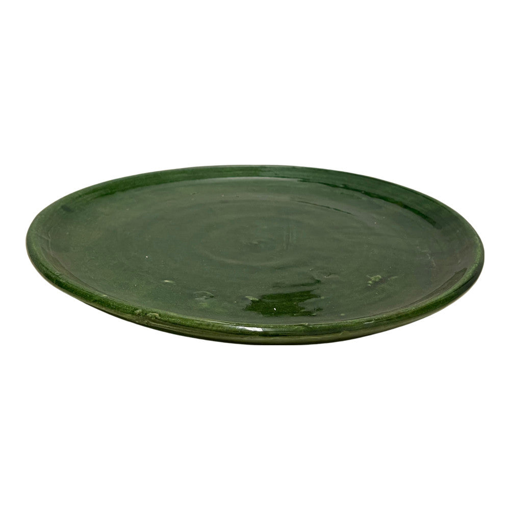 Moroccan Ceramic Decorative Plate With Green Glaze - Berbere Imports