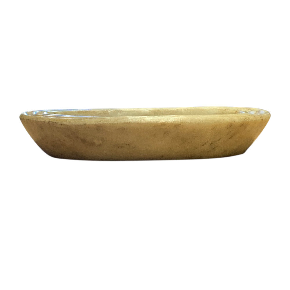 9-Inch Oval Ribbed Marble Tray - Berbere Imports