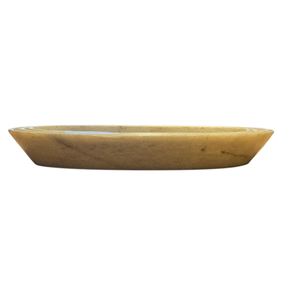 11-Inch Oval Ribbed Marble Tray - Berbere Imports