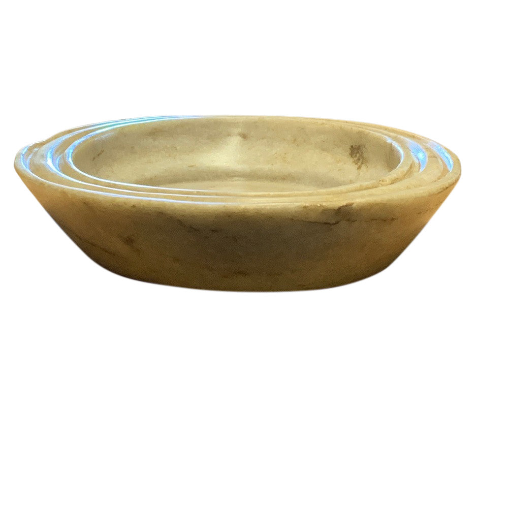 11-Inch Oval Ribbed Marble Tray - Berbere Imports