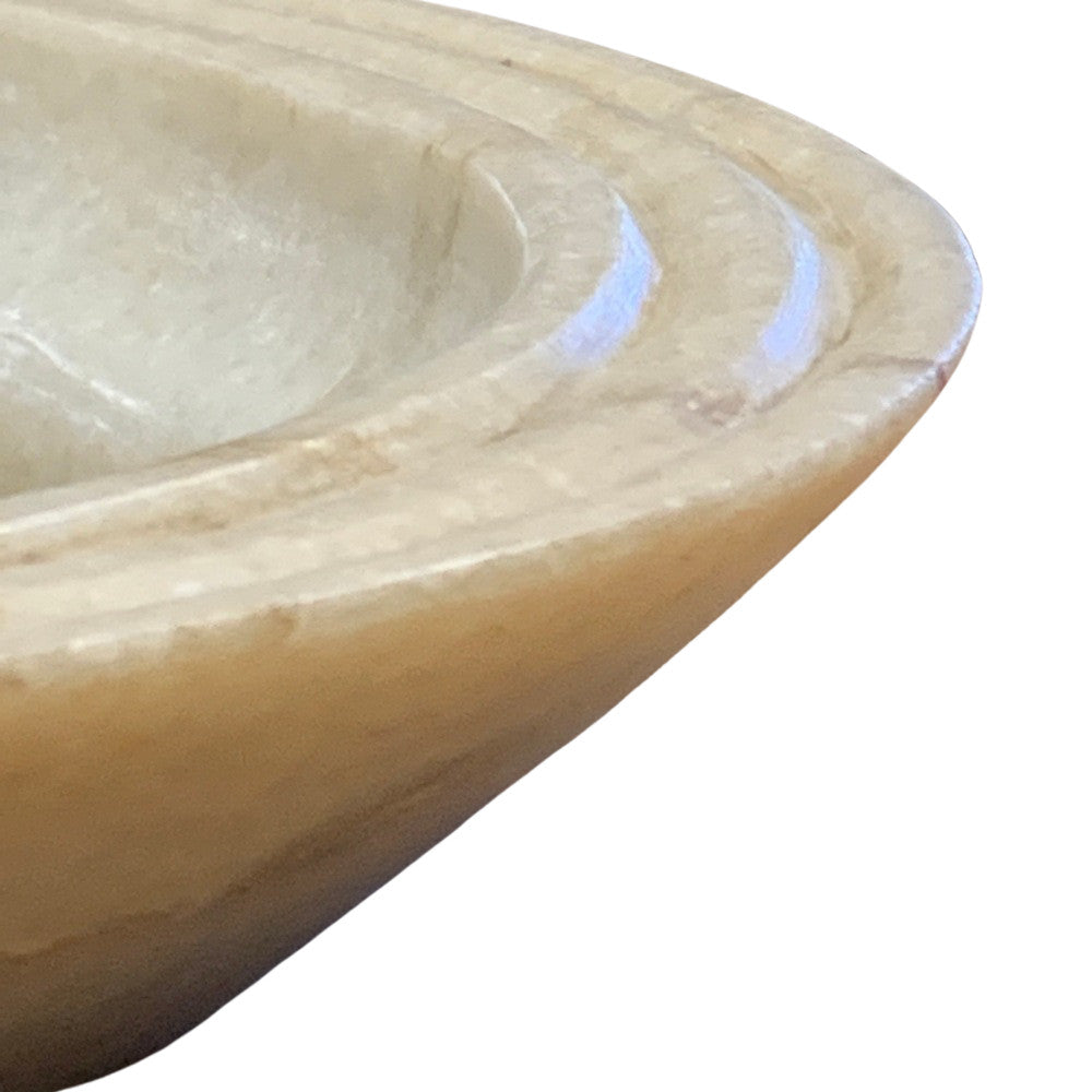 13-Inch Oval Ribbed Marble Tray - Berbere Imports