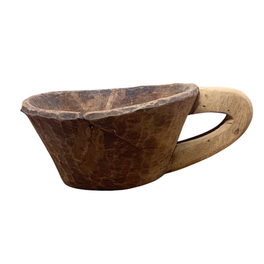 Vintage Wooden Bowl With Handle - Berbere Imports