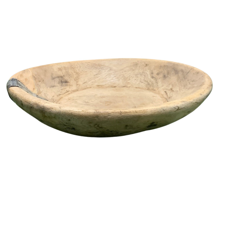 Small Vintage Round Wooden Bowl - Berbere Imports