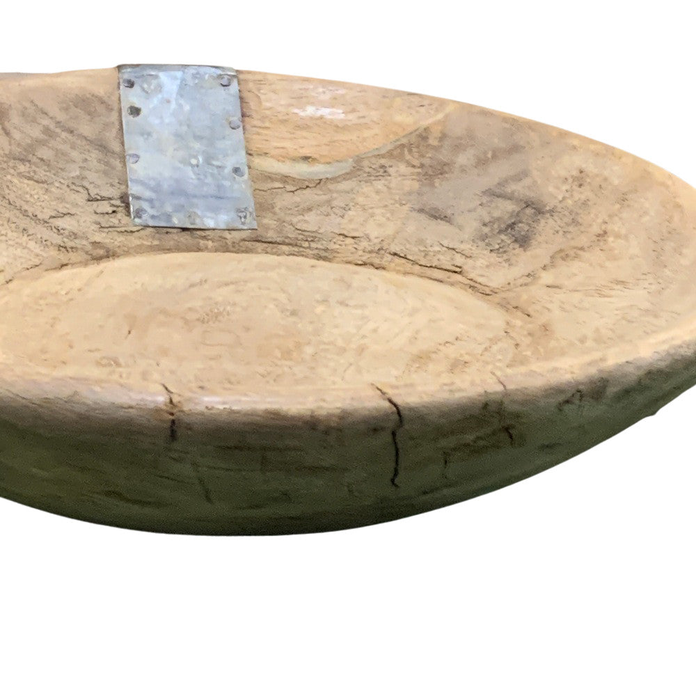 Small Vintage Round Wooden Bowl - Berbere Imports