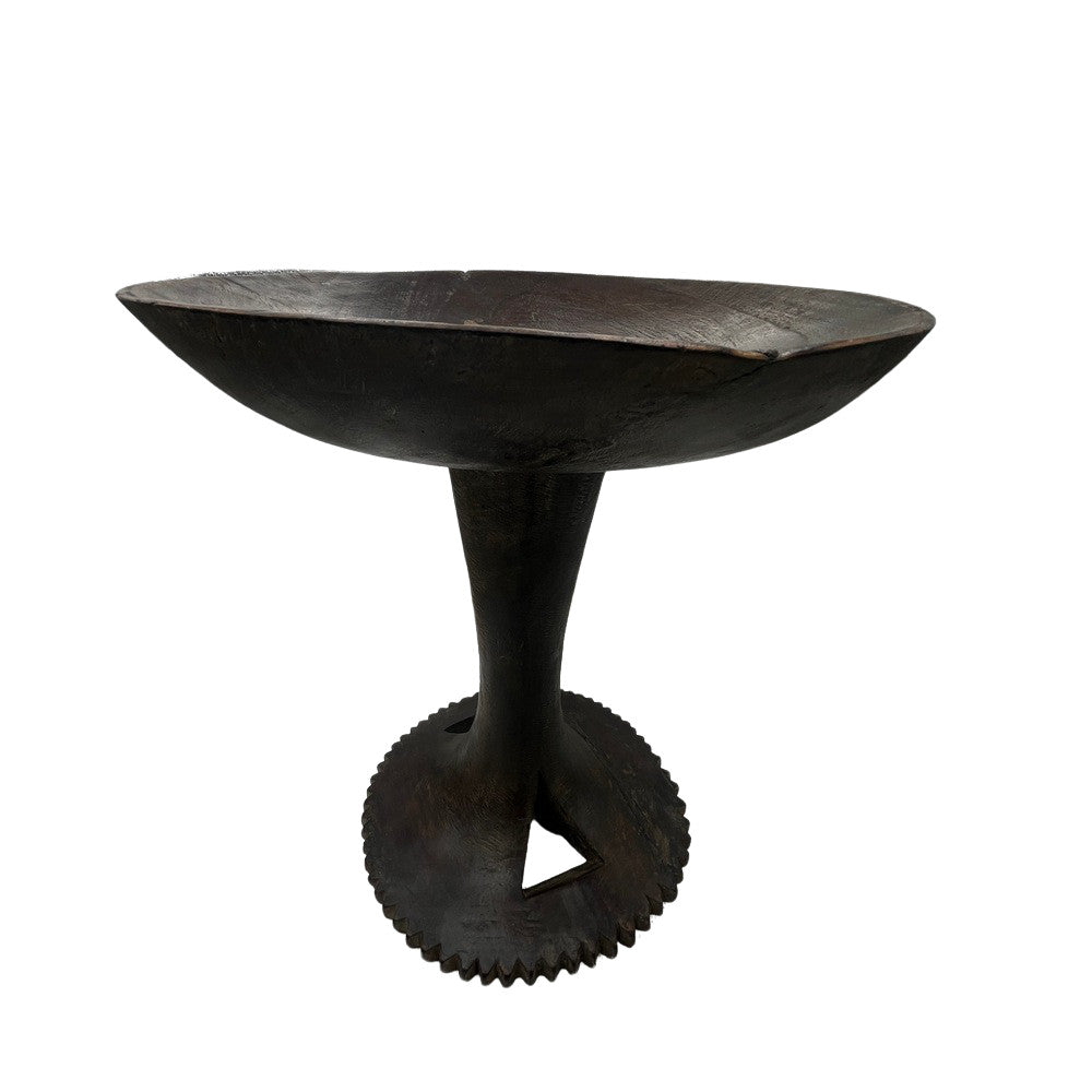 Vintage Wooden Pedestal Bowl - Berbere Imports