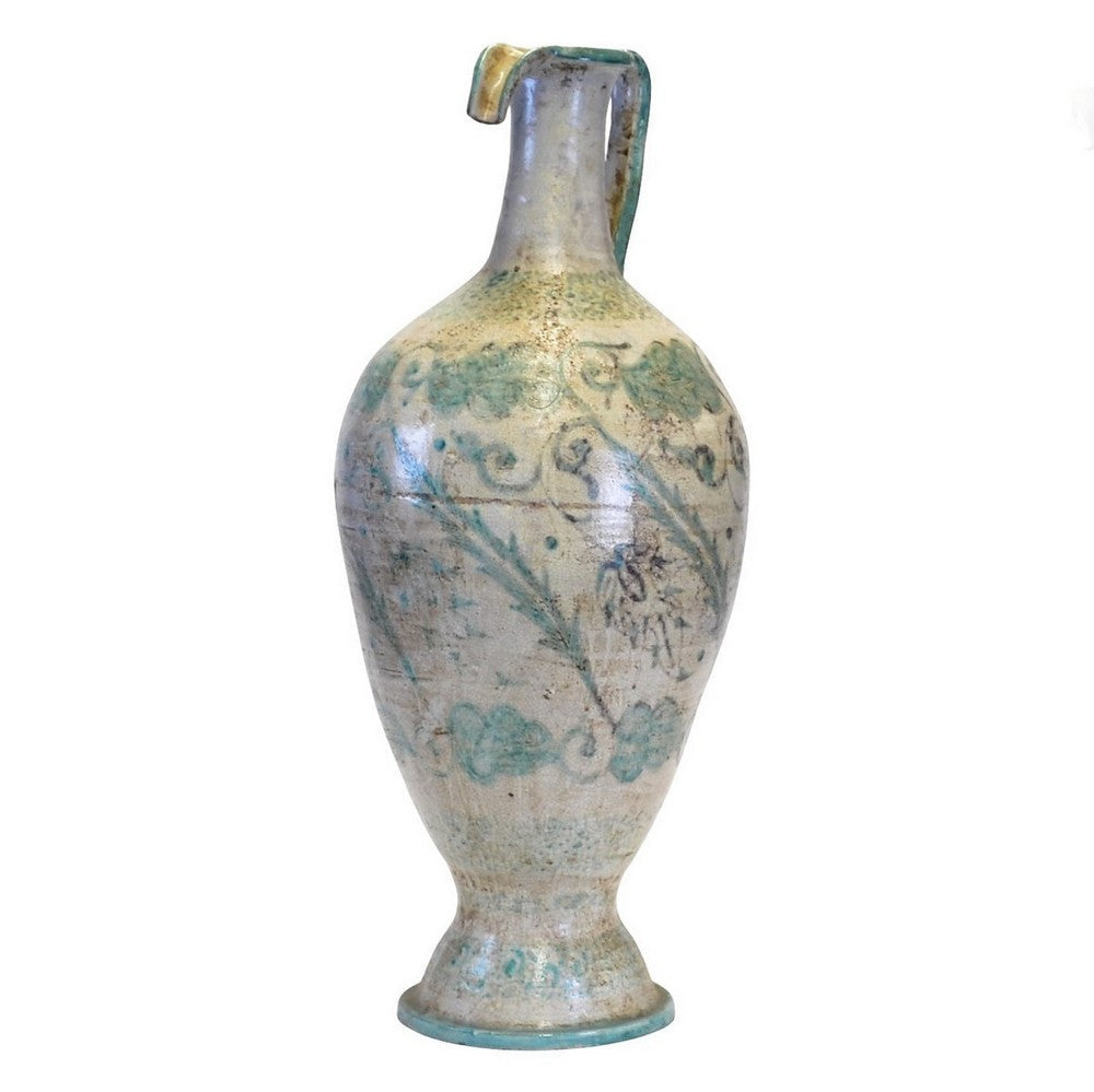 Vintage Moroccan Ceramic Turquoise Vase - Berbere Imports