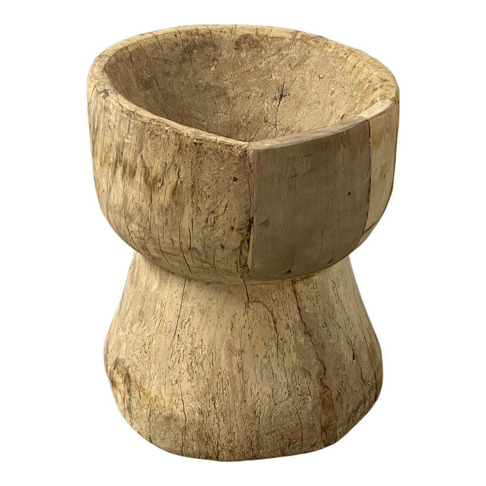 Antique Indian Wooden Mortar - Berbere Imports