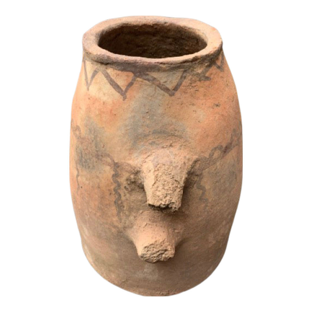 Vintage Moroccan Terracotta Tribal Jar With Handles - Berbere Imports