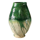 Moroccan Green Half Glazed 2-Handle Terracotta Vessel - Berbere Imports