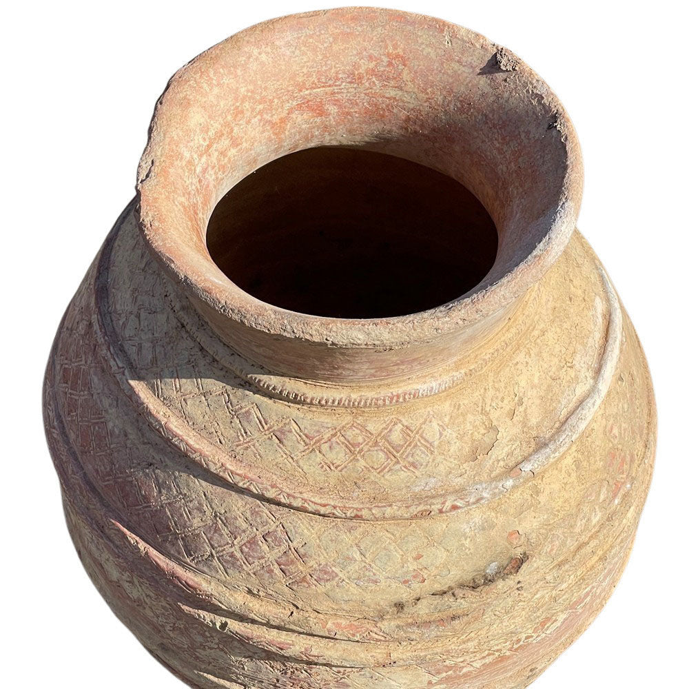 African Terracotta Jar With Iron Base - Berbere Imports