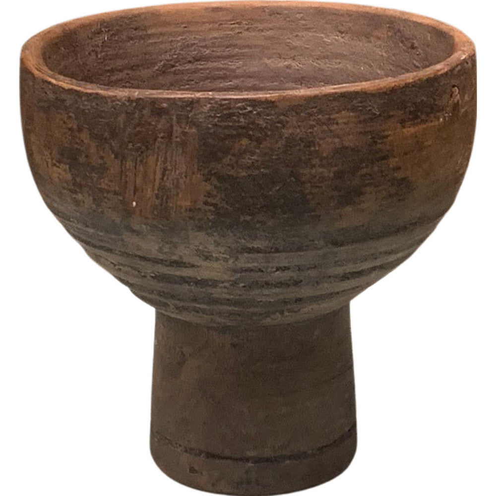 Vintage Wooden Chalice-Shaped Vessel - Berbere Imports