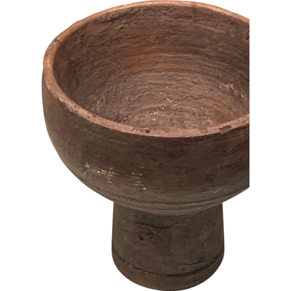 Vintage Wooden Chalice-Shaped Vessel - Berbere Imports